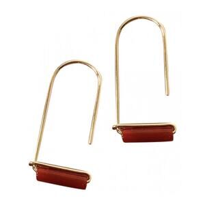 NEW REVOLVE NORDSTROM 18kt Gold Filled Vermeil Orange Red Carnelian Bead Earring